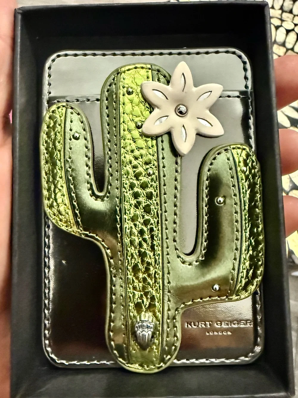FREE with a $400 purchase Kurt MetallicCard Case with Flower Accent snake print
